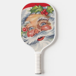 Weihnachten, Jolly Weihnachtsmann mit Seinem Hut Pickleball Schläger