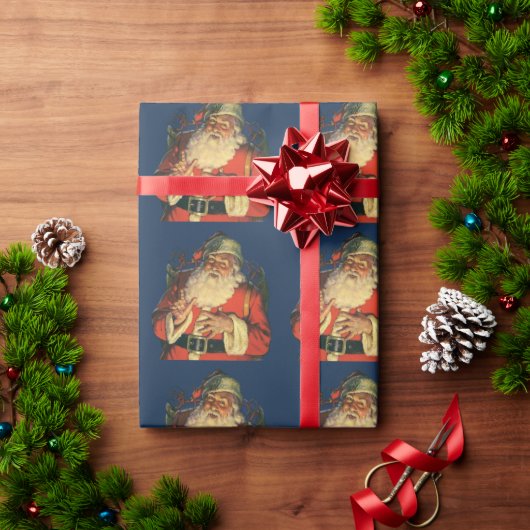 Weihnachten, Jolly Weihnachtsmann mit Spielzeug Geschenkpapier (Feiertagsgeschenk)