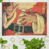 Weihnachten, Jolly Weihnachtsmann mit Spielzeug Geschirrtuch (Gefaltet)