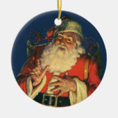 Weihnachten, Jolly Weihnachtsmann mit Spielzeug Keramik Ornament (Vorne)