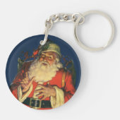Weihnachten, Jolly Weihnachtsmann mit Spielzeug Schlüsselanhänger (Rückseite)