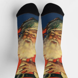 Weihnachten, Jolly Weihnachtsmann mit Spielzeug Socken