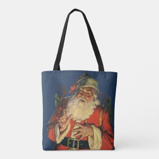 Weihnachten, Jolly Weihnachtsmann mit Spielzeug Tasche (Rückseite)