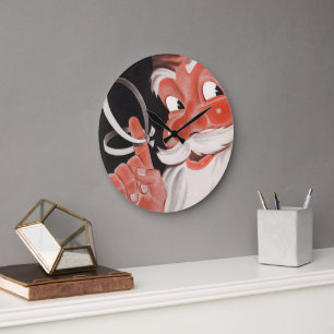 Weihnachten, Jolly Weihnachtsmann mit String Große Wanduhr