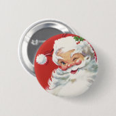 Weihnachten, Jolly Winking Weihnachtsmann Button (Vorne & Hinten)