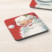Weihnachten, Jolly Winking Weihnachtsmann Getränkeuntersetzer (Linke Seite)