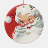 Weihnachten, Jolly Winking Weihnachtsmann Keramik Ornament (Hinten)