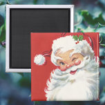 Weihnachten, Jolly Winking Weihnachtsmann Magnet<br><div class="desc">Vintage Illustration Weihnachtsfeierdesign mit einem glücklichen,  fröhlichen Weihnachtsmann,  der einen Hut trägt und zwinkert,  als ob er ein Geheimnis hätte. Ho,  ho,  ho,  frohe Weihnachten!</div>