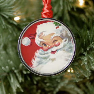 Weihnachten, Jolly Winking Weihnachtsmann Silbernes Ornament