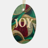 Weihnachten JOY Elegant Rot, Gold & Grün Keramik Ornament (Links)