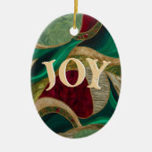 Weihnachten JOY Elegant Rot, Gold & Grün Keramik Ornament (Vorne)