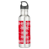 Weihnachten "JOY" Red White Snowflake H Foto Edelstahlflasche (Rückseite)