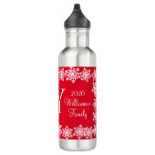 Weihnachten "JOY" Red White Snowflake H Foto Edelstahlflasche (Rechts)