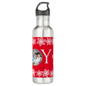 Weihnachten "JOY" Red White Snowflake H Foto Edelstahlflasche (Vorderseite)