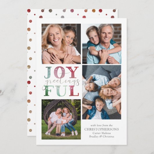 Weihnachten JOYFUL GREETINGS 4 Fotos Wasserfarbe (Vorne/Hinten)