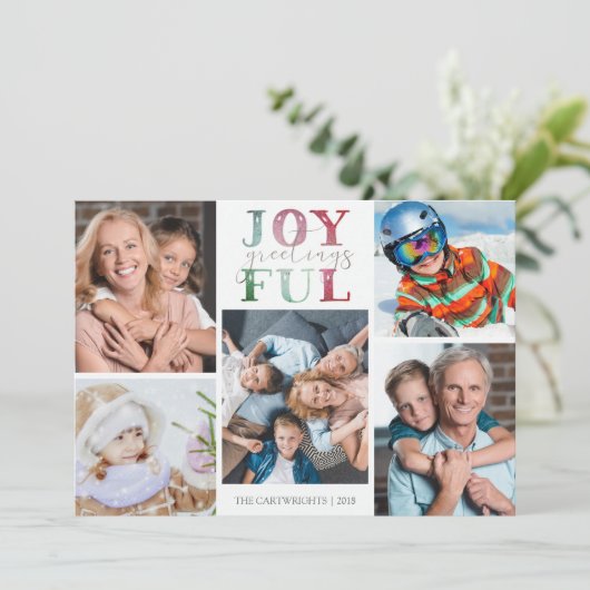 Weihnachten JOYFUL GREETINGS 5 Fotos Wasserfarbe (Stehend Vorderseite)