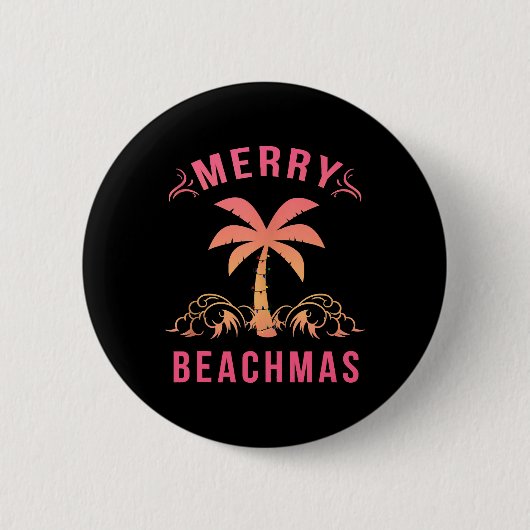 Weihnachten Juli Küste Strand Merry Beachmas Palm Button (Vorderseite)