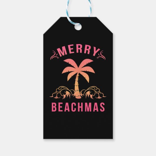 Weihnachten Juli Küste Strand Merry Beachmas Palm Geschenkanhänger (Vorderseite)