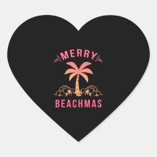 Weihnachten Juli Küste Strand Merry Beachmas Palm Herz-Aufkleber