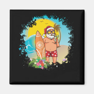 Weihnachten Juli Santa Hawaiian Sommer Surf Surfer Magnet