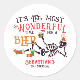 Weihnachten Juli Skeleton Sommerwochenbär Geburtst Runder Aufkleber