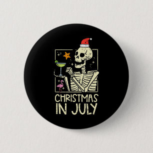 Weihnachten Juli Skelett Flamingo Lustiger Sommer  Button
