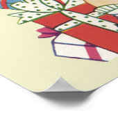 Weihnachten, Junge mit Geschenken und Welpenhund Poster (Ecke)