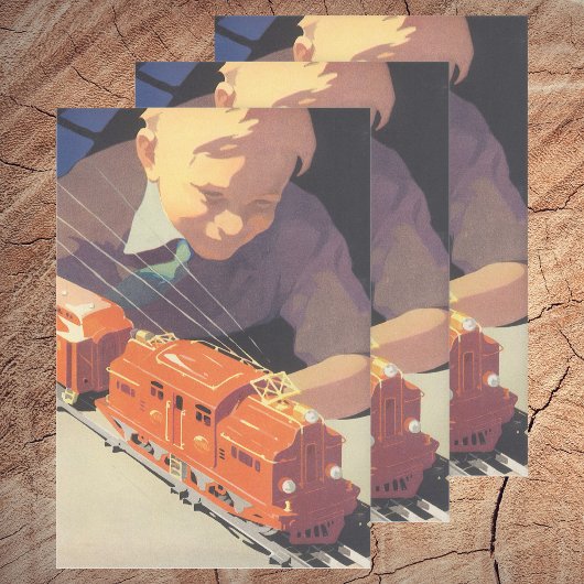 Weihnachten, Junge spielen mit Spielzeugbahnen Geschenkpapier Set