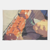 Weihnachten, Junge spielen mit Spielzeugbahnen Geschirrtuch (Horizontal)