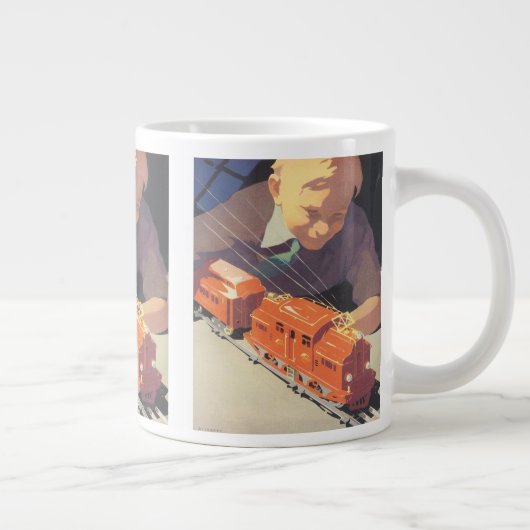 Weihnachten, Junge spielen mit Spielzeugbahnen Jumbo-Tasse (Rechts)