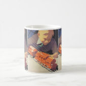 Weihnachten, Junge spielen mit Spielzeugbahnen Kaffeetasse (Mittel)