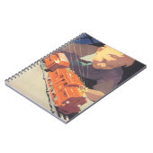 Weihnachten, Junge spielen mit Spielzeugbahnen Notizblock (Linke Seite)