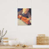 Weihnachten, Junge spielen mit Spielzeugbahnen Poster (Küche)