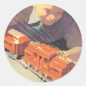 Weihnachten, Junge spielen mit Spielzeugbahnen Runder Aufkleber (Vorderseite)