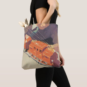 Weihnachten, Junge spielen mit Spielzeugbahnen Tasche