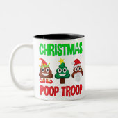 Weihnachten kacke Truppen Emoji kackend Zweifarbige Tasse (Links)