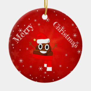 Weihnachten kacken Hut-u. Schal-Spaß Emoji Keramik Ornament