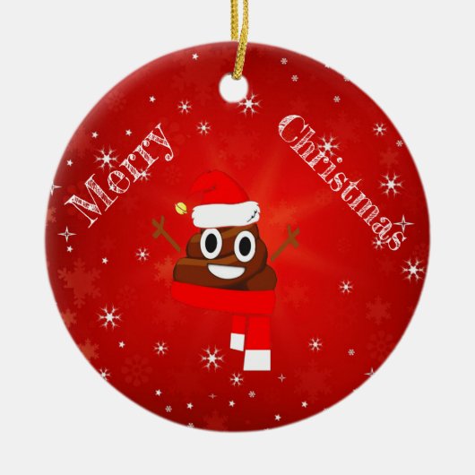 Weihnachten kacken Hut-u. Schal-Spaß Emoji Keramik Ornament (Vorne)