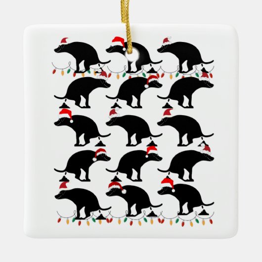 Weihnachten Kackend Hund Keramikornament (Vorderseite)