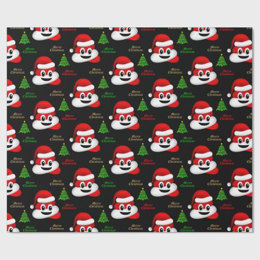 Weihnachten kackte Emoji mit Weihnachtsmannmütze P Geschenkpapier (Flach)