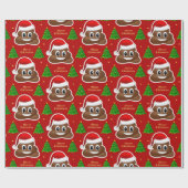 Weihnachten kackte Emoji mit Weihnachtsmannmütze P Geschenkpapier (Flach)