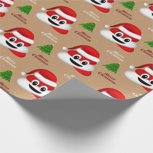 Weihnachten kackte Emoji mit Weihnachtsmannmütze P Geschenkpapier (Ecke)