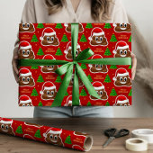 Weihnachten kackte Emoji mit Weihnachtsmannmütze P Geschenkpapier