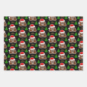 Weihnachten kackte Emoji mit Weihnachtsmannmütze P Geschenkpapier Set (Vorderseite 3)