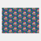 Weihnachten kackte Emoji mit Weihnachtsmannmütze P Geschenkpapier Set (Vorderseite 2)