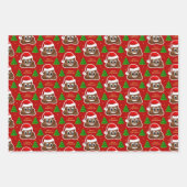 Weihnachten kackte Emoji mit Weihnachtsmannmütze P Geschenkpapier Set (Vorderseite)