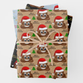 Weihnachten kackte Emoji mit Weihnachtsmannmütze P Geschenkpapier Set (Beispiel)