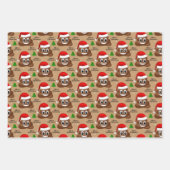 Weihnachten kackte Emoji mit Weihnachtsmannmütze P Geschenkpapier Set (Vorderseite)