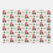 Weihnachten kackte Emoji mit Weihnachtsmannmütze P Geschenkpapier Set (Vorderseite)