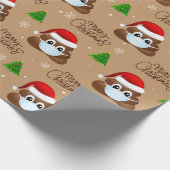 Weihnachten kackte Emoji mit Weihnachtsmannmütze u Geschenkpapier (Ecke)